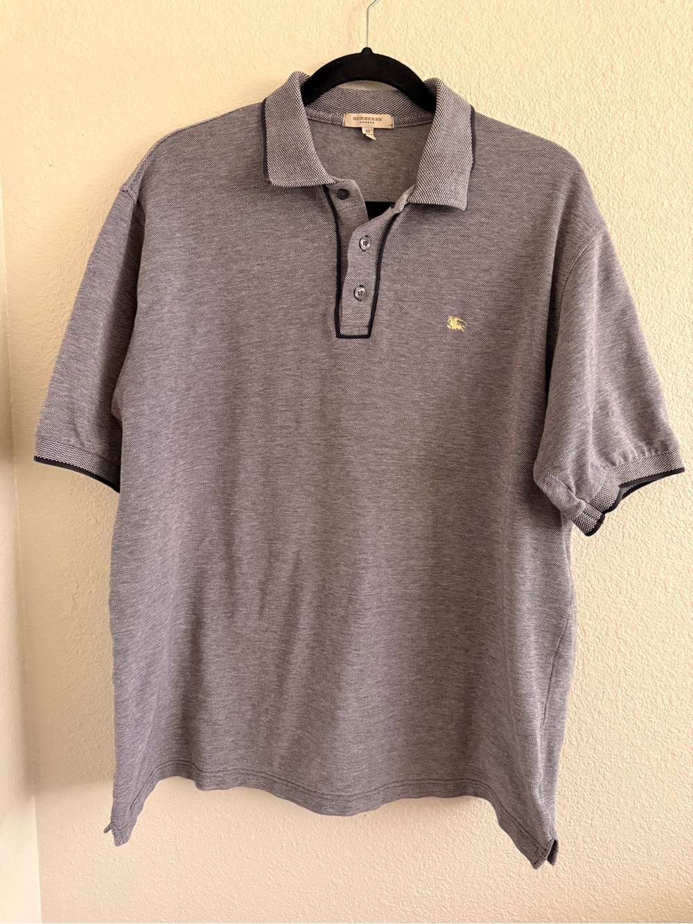 Burberry Light Gray Polo with Contrasting Trim